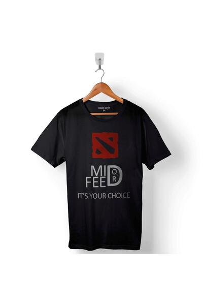 Kendim Seçtim Mid Or Feed Dota 2 Dota2 Logo Štampano T-Shirt Unisex T-shirt