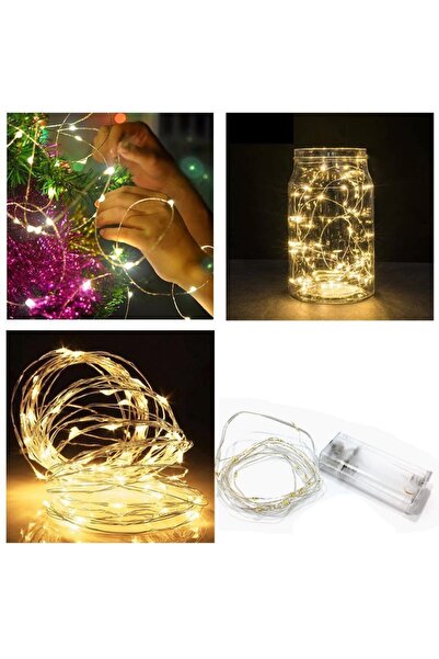 istoç Pilli Led Işıklı Bakır Tel Yılbaşı Ağaç Süsü Dekoratif Led Işık Peri Iş...