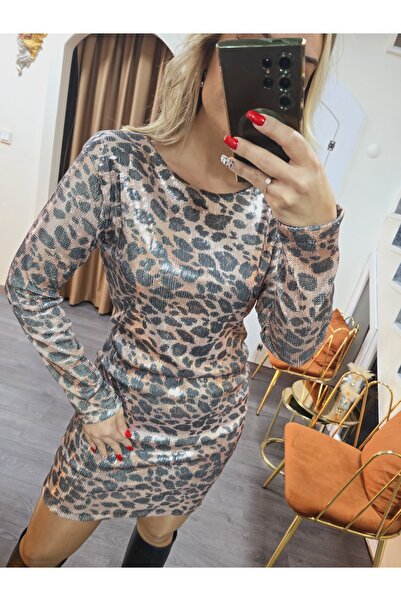 Butik LEOPAR PAYET ELBİSE