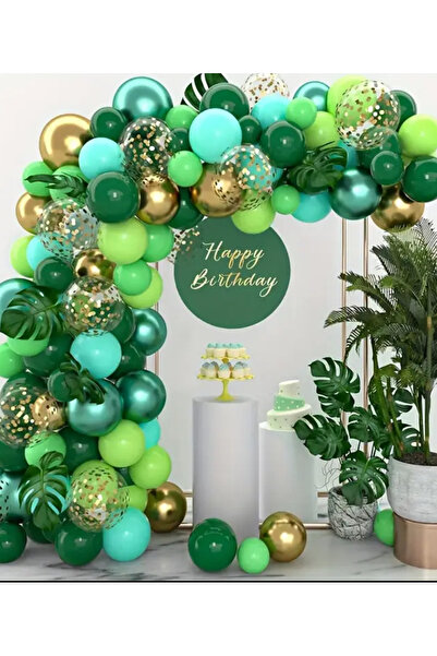 Çemrek Süs Parti Set de lanțuri de baloane verde aur cromat Set de 100 de orn...