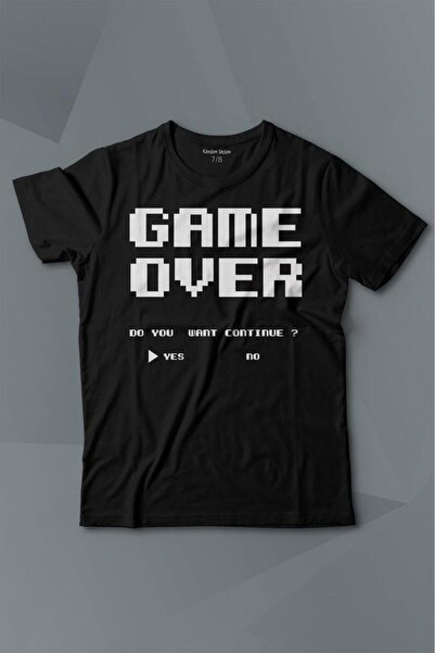 Kendim Seçtim Game Over Atari Retro Pixel Igra Štampano Majica za Decu T-shirt