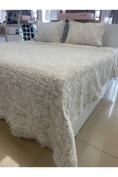Sudemhome Soft Fringed Double Blanket & Bedspread Set