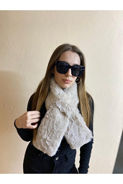 sema aksesuar New Year's New Year's Gift Furry Plush Scarf - Winter Faux Fur Russian Scarf