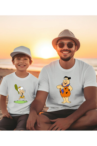 ASELİNDA تي شيرت Flintstone للأب والابن - تي شيرت مكون من قطعتين (أضف إلى سلة)