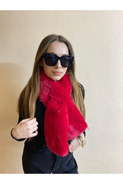 sema aksesuar New Year's Christmas Gift Furry Plush Scarf - Winter Faux Fur Russian Scarf - Gift Valentine's Day