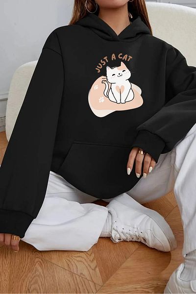 LAND MODA -Women's Sweatshirt Printed Hodies Compact Fabric (Cotton Inside)