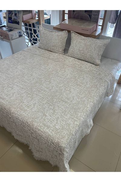 Sudemhome Soft Fringed Double Blanket & Bedspread Set