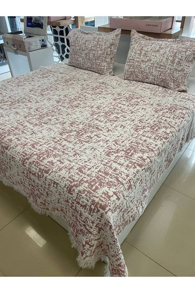 Sudemhome Soft Fringed Double Blanket Bedspread Set