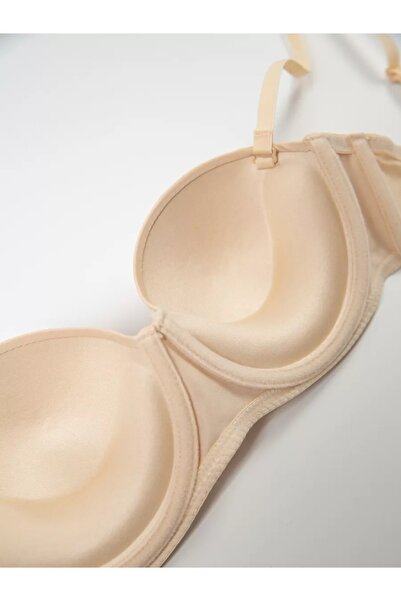 MİSTİRİK Lenola Model - Women's Strapless Push up Padded Bra, Skin Color