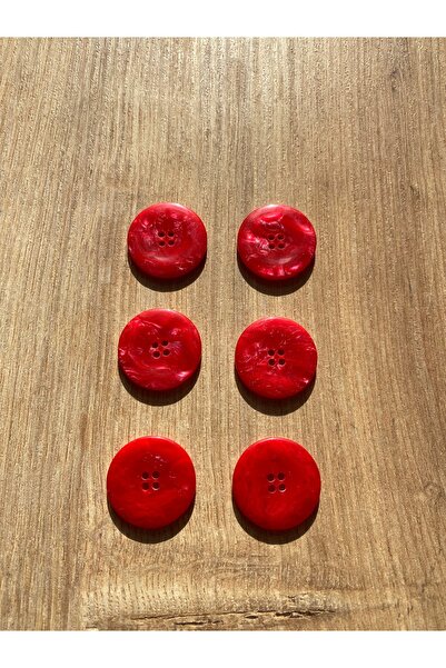 Alize Sedef görünümlü kırmızı  22 mm 6 adet düğme - kırmızı kaban düğmesi - k...