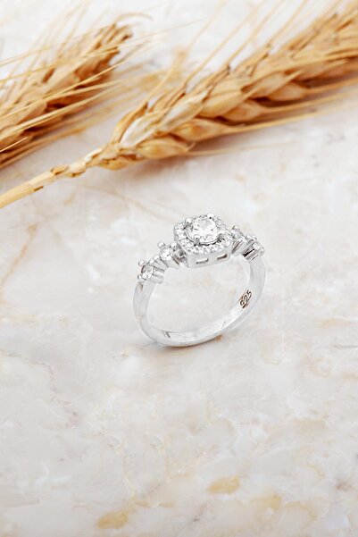 Sümer Telkari Tektaş Tasarım Rodyumlu Gümüş Yüzük 5936