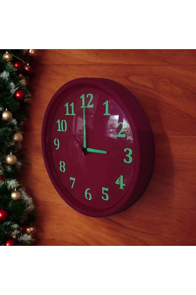 Bahat Phosphorescent Magenta Pink Wall Clock Curved Glass Diameter 28 cm