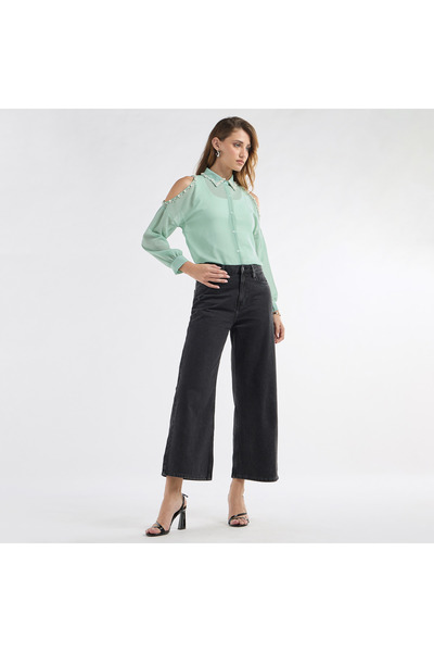 FAV SHEER SHIRT WITH PEARLS