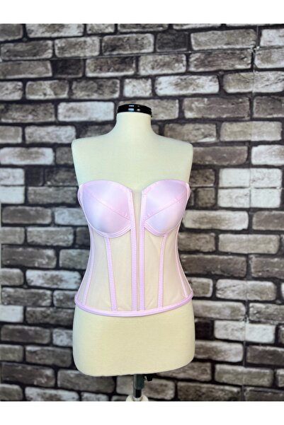 Metay Design Pink Transparent Tulle Bodice - Split Neck Model