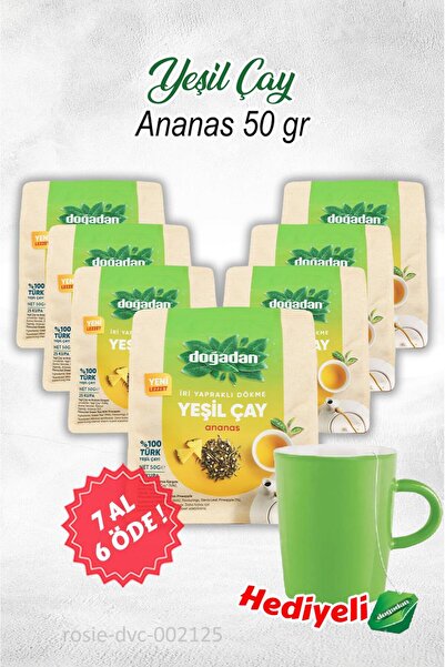 Doğadan 7 AL 6 ÖDE Doğadan Dökme Yeşil Çay Ananas 50 gr ve Kupa Hediyeli