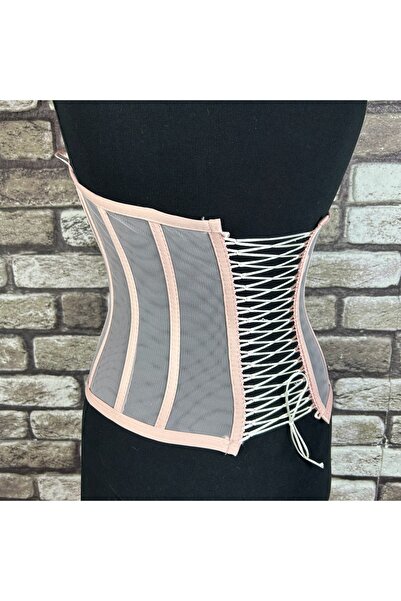 Metay Design Powder Colored Transparent Corset - Split Neck Model