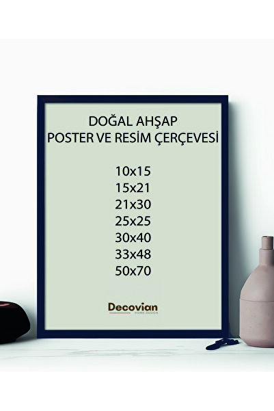 DecovianHomeDesign Doğal Ahşap Çerçeve Lacivert- Resim Çerçevesi | Poster Çerçevesi | Puzzle Çerçevesi (POSTERSİZ)