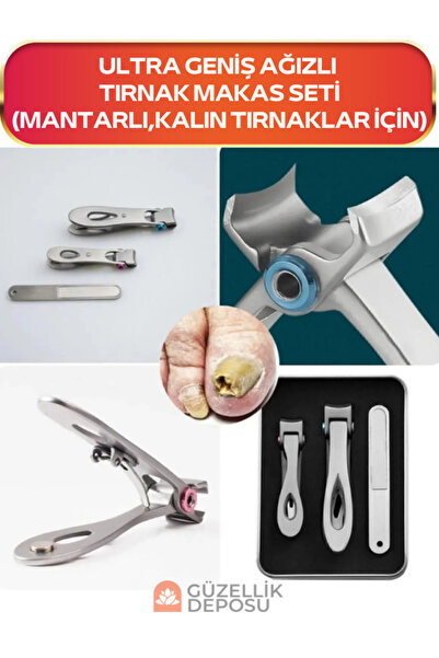 Güzellik Deposu Ultra Geniş Ağızlı Paslanmaz Tırnak Makası Seti (KALIN,MANTAR...