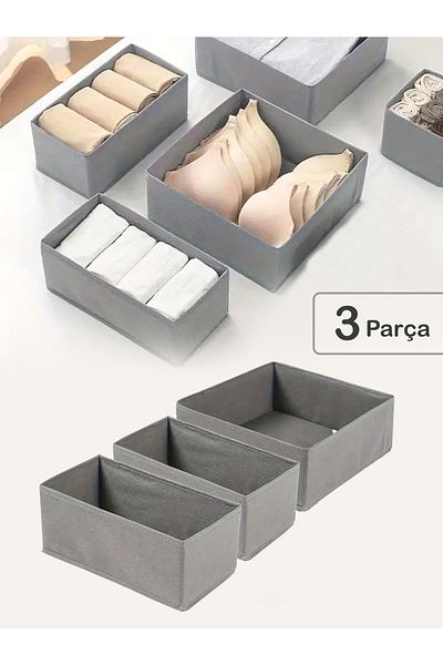Venita Home 3-Piece Gray Drawer Organizer Set - Multi-Purpose Cabinet Box Set