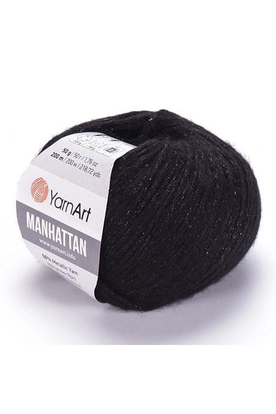 Yarnart Manhattan - Glitter Χέρι Πλεκτό Νήμα Μαύρο-916