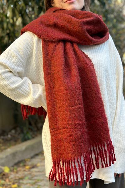 novon Cairo Bouclé Premium Burgundy Melange 100% Boucle Soft Touch Scarf