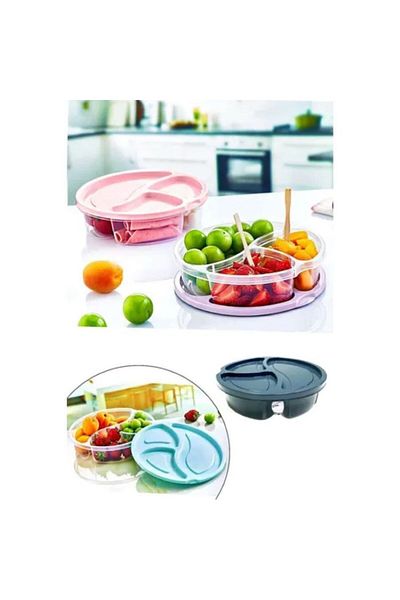 Bee Home Round Compartment Nutrition Bowl 750ml Ak 545 /Blue