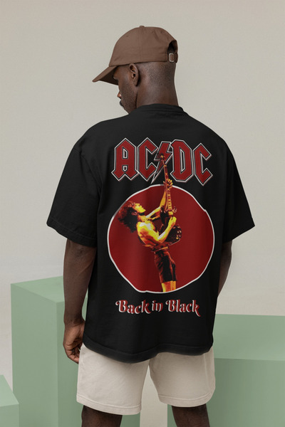 SEVBANO COPY - Tricou AC DC Back In Black imprimat unisex oversize rock metal