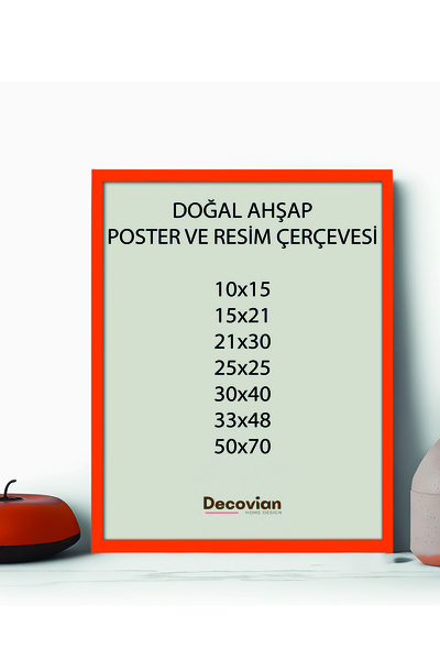 DecovianHomeDesign Doğal Ahşap Çerçeve Turuncu- Boş Çerçeve- Resim Çerçevesi-...