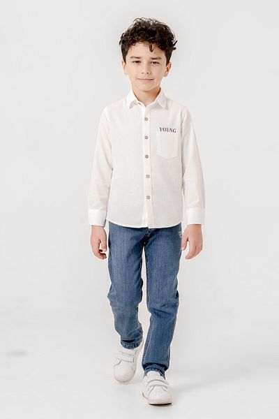 Pasur Bebe Boy's Young Printed Shirt with Pants Suit