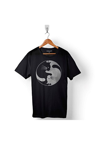 Kendim Seçtim Ying Yang crna hipsterska mačka Kara mačka Štampano majica unis...