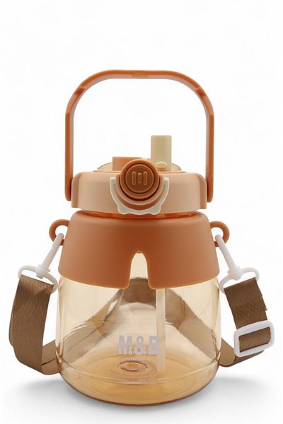 M&B WATER BOTTLE زجاجة مياه على شكل دمية دب لطيفة، زجاجة مياه على شكل دمية دب مع مصاصة، زجاجة مياه مع حبل للرقبة للمدرسة