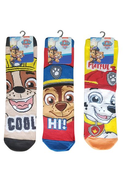 EQRU Paw Patrol Patterned Licensed Colorful Children's Socks - 3 Pcs