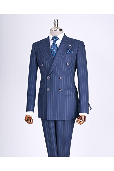 TerziAdemAltun Комплект от тънко прилепващо сако с двойно закопчаване и панта...