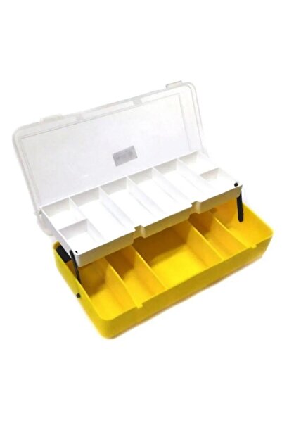 abnturk Organizer Çanta 22x11cm Takım Kutusu 13 Gözlü Çift Kat Raflı Vida Olta Şeffaf Kapaklı Edevat Çantası