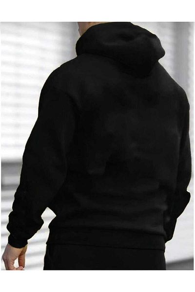 BUY CENTER Jusu Design Unisex Oversize Black Hooded Sweatshirt - Printed