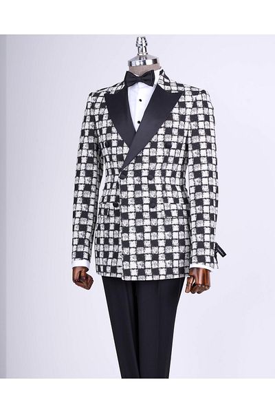 TerziAdemAltun Black Slim Fit Italian Style Double Breasted Jacket and Pants Set - T11573