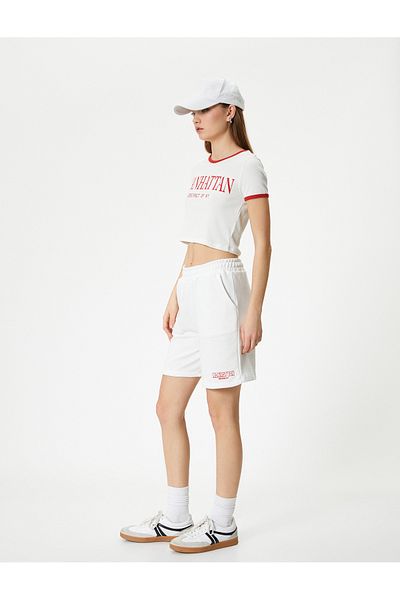 Koton Shorts Straight Leg with Elastic Waist and Pockets