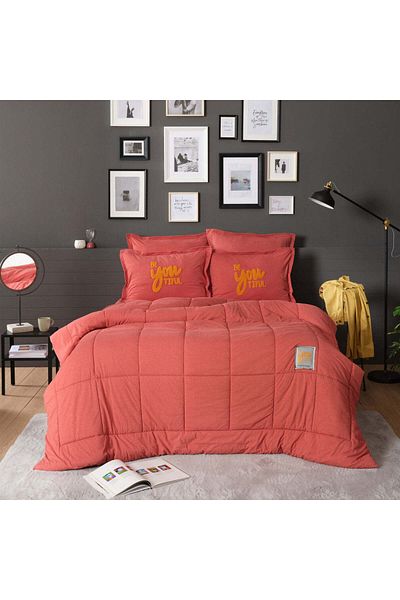 Karaca Motto Cotton Comfort, Quilt Set, Double, Coral