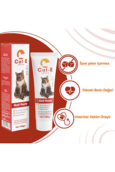 AMİCA CAT-E MALT PASTE TÜY YUMAĞI ÖNLEMEYİ DESTEKLEYEN MALT MACUNU