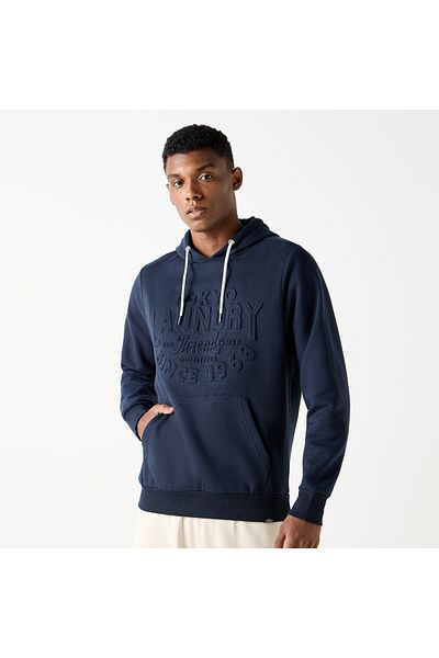 FAV Embossed Hooded Sweatshirt with Long Sleeves and Kangaroo Pockets