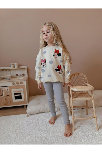 YİGİT BUTİK Girl's Bottom Top Set with Polka Dot Printed Tights