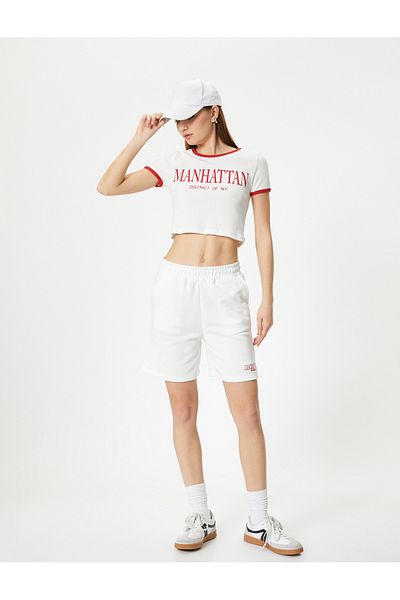 Koton Shorts Straight Leg with Elastic Waist and Pockets