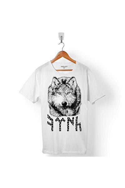 Kendim Seçtim Tsk Göktürkçe Old Turkish Gray Wolf Wolf Crescent Men's T-Shirt