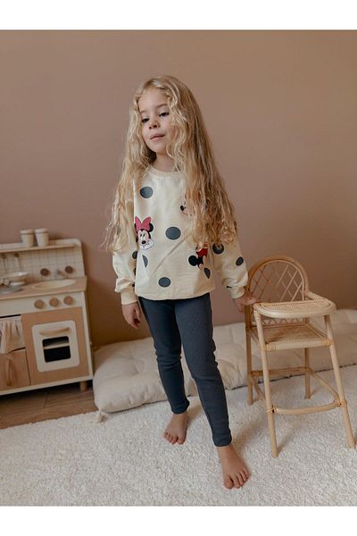 YİGİT BUTİK Girl's Bottom Top Set with Polka Dot Printed Tights