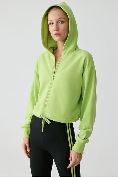 Urban Beat Tianna Urbanbeat - Women's Relaxed Pistachio Green Hooded Long Sleeve Sweatshirt