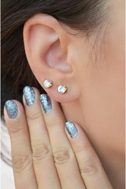 Sacce Scarves&Accessories حلق سوليتير ذهبي ستيل 5 ملم