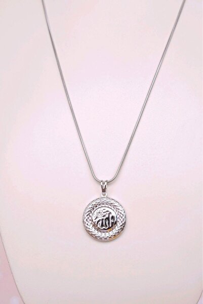 Sacce Scarves&Accessories قلادة الله مكتوبة من الفولاذ باللون الفضي مقاس 60 سم