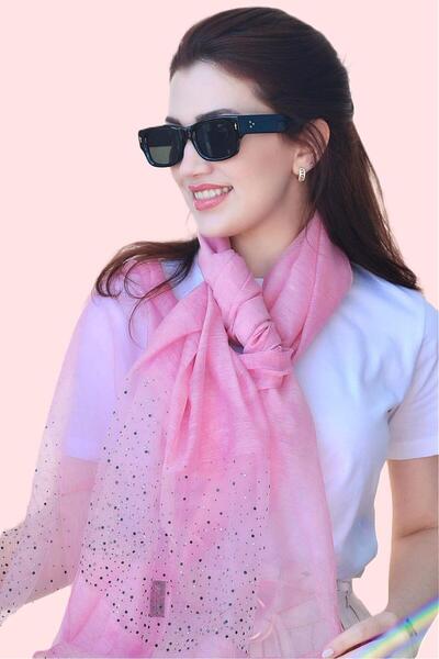 Sacce Scarves&Accessories Μεταξωτό σάλι με λεπτομέρεια από ροζ πέτρα
