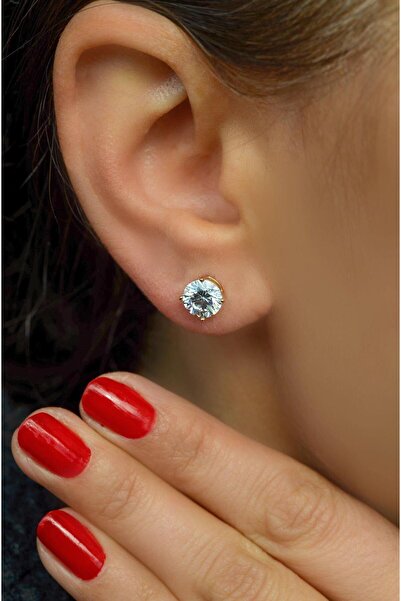 Sacce Scarves&Accessories حلق سوليتير من حجر الزركون 8 ملم