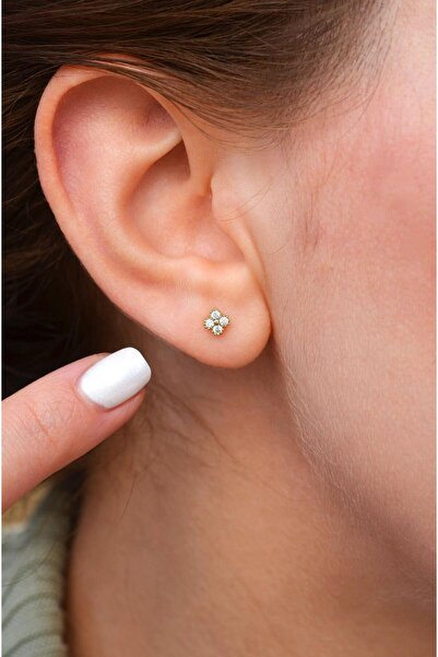 Sacce Scarves&Accessories Gold Mini Çiçek Küpe Dört Yaprak Çiçekli Küpe